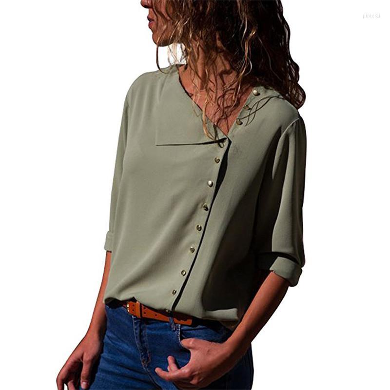 

Women's Blouses Spring Long Sleeve Skew Collar Chiffon T Shirt Casual Office Ladies Simple Plus Size Top OL Blouse Fashion Solid Shirts, Yellow
