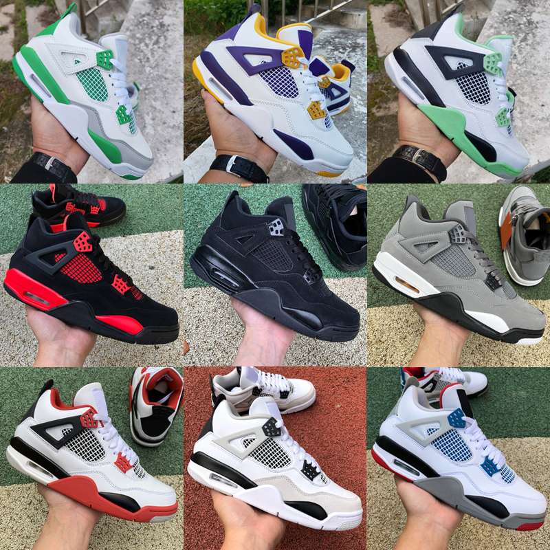 

4 Pine Green Basketball Shoes 4s Lucky Green White Grey Lakers Oreo Black Cat Red Cement Military University Blue Sports Air Jordans4 Jorde Jordam Jordon Jordens, As photo 23