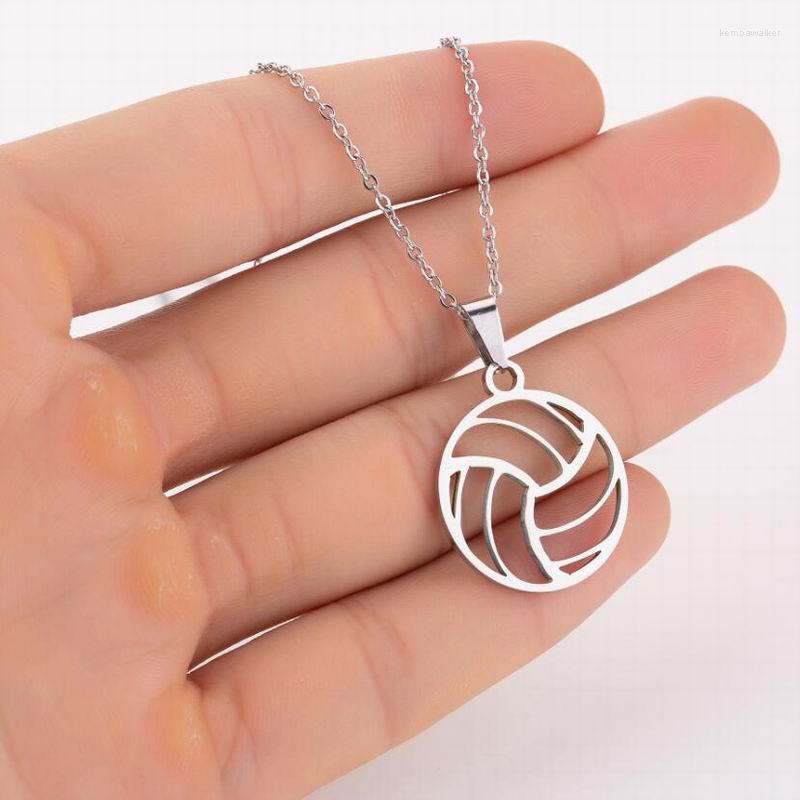 

Pendant Necklaces Sports Accessories Men And Women Volleyball Shaped Stainless Steel Necklace