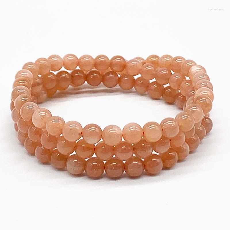 

Strand Good Quality 6 MM Round Bead Golden Sun Stone 52 CM Elastic Bracelet For Women Girls Long Necklace Fashion Jewelry
