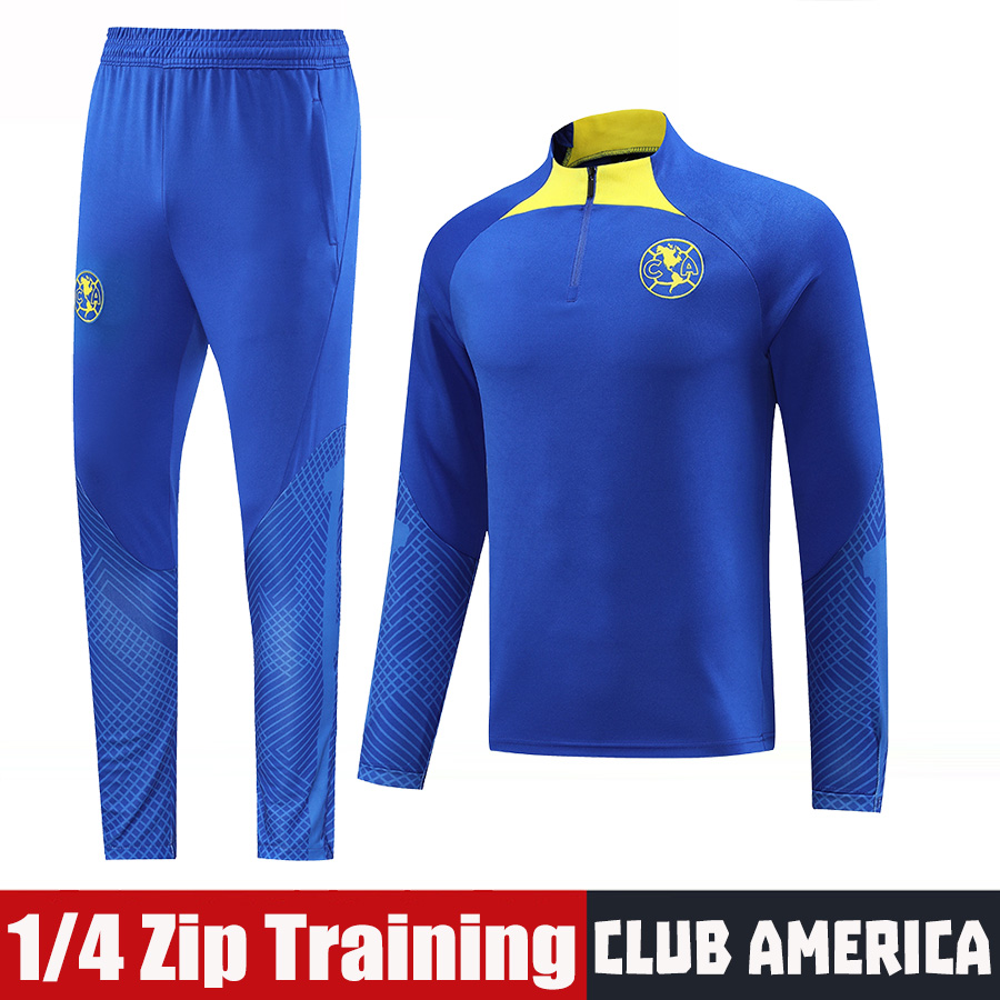 

2023 2024 Club America Tracksuits 23 24 Long Sleeve Training Suits 1/4 Zip Jacket Survetement Men Jogging Football Shits, Mexico hoodie gray