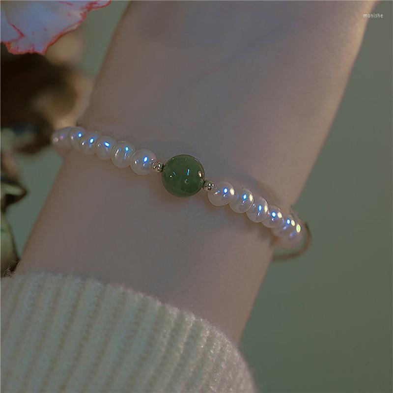 

Charm Bracelets Women Fashion High-end Lucky Opal Pearl Bracelet Bohemian Sweet Romantic Imitation Hetian Jade Beaded Jewelry Gift
