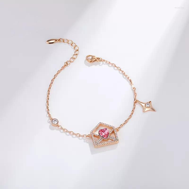 

Charm Bracelets Trending Jewelry 2023 Envelope Designer Bracelet With Austrian Crystal Fashion Party Jewelery For Women Bijoux Girls Gift
