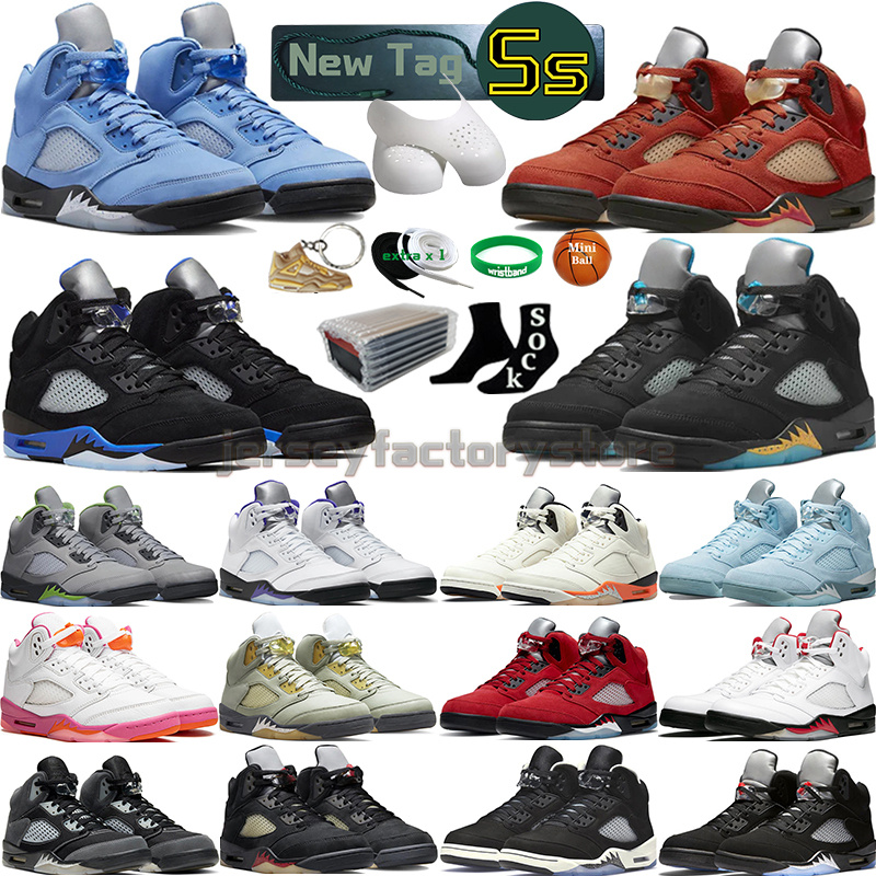 

With Box 5 Basketball Shoes for men women 5s Craft Aqua Concord UNC Green Bean Racer BlueBird Oreo Raging Fire Red We The Best Oregon Hare Easter Mens Sports Sneakers, Color-27