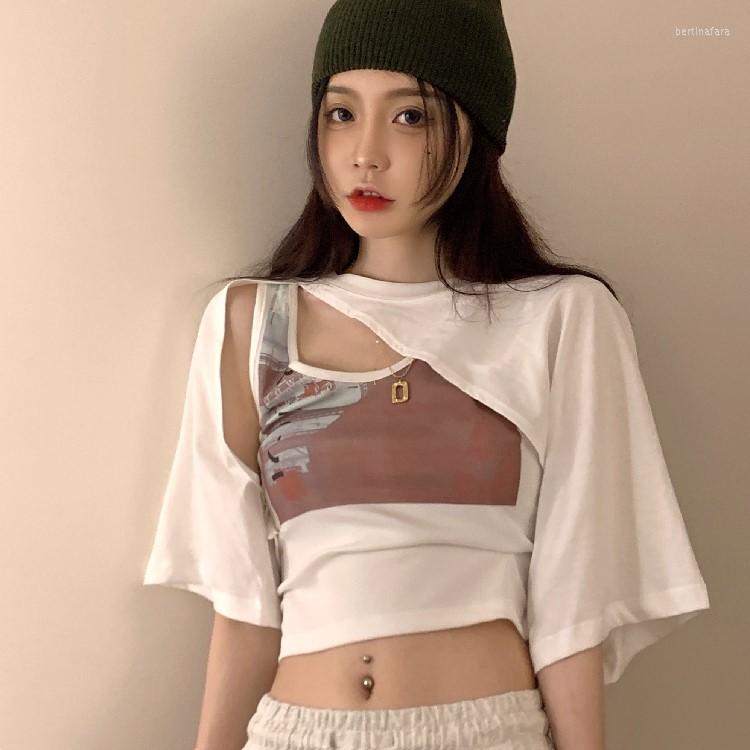 

Women's Tanks Summer Vest Y2k Tops Women Tank And Irregular Tee Shirt Sexy Slim White Vests Crop Top DD325, Black