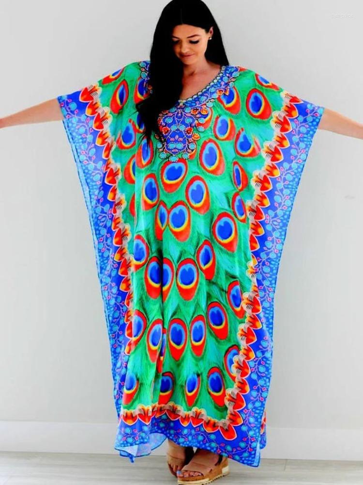 

Women's Swimwear Beach Cover Ups For Women Printed Short Sleeve Kaftans Tunic Summer Seaside Maxi Dresses Bathing Suits, Kaftans for women
