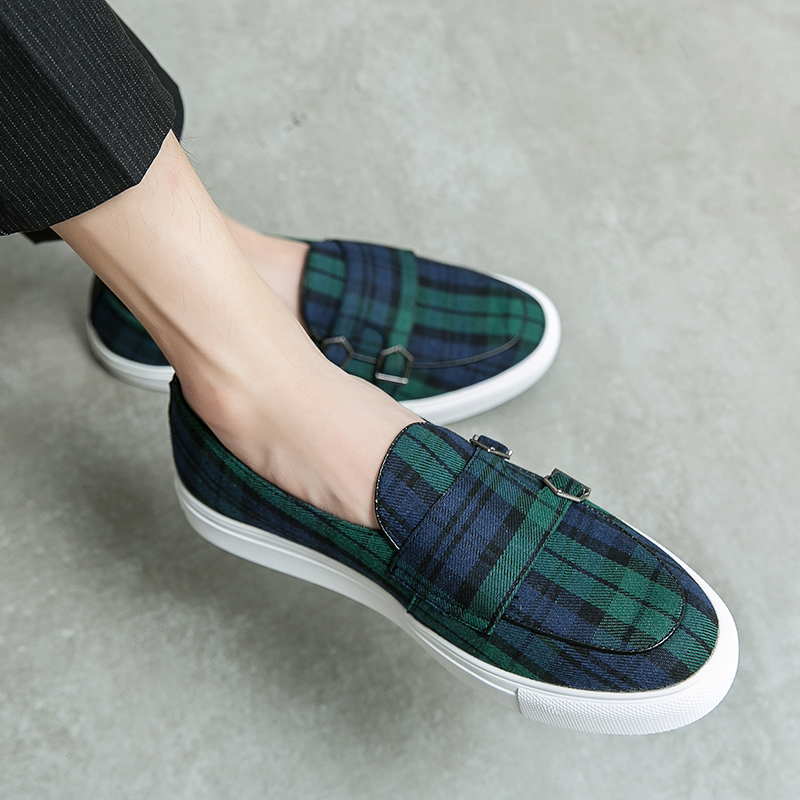 

Men Vulcanize Shoes Canvas Plaid Green Red Fashion Handmade Men Casual Shoes Free Shipping Zapato Para Hombre