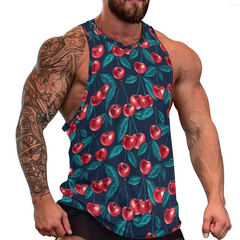 

Men' Tank Tops Cute Cherry Top Red Fruit Print Vintage Summer Training Man' Printed Sleeveless Vests Plus Size, Style-2