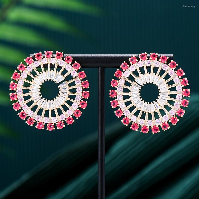 

Dangle Earrings Missvikki Luxury Shiny Round For Women Wedding Party CZ Dubai Bridal Boucle D'oreille Trendy Jewelry Gift