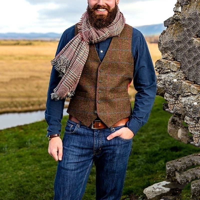 

Mens Vests spring and autumn brand spot European and American temperament fashion Vneck single breasted male 230313, Champagne