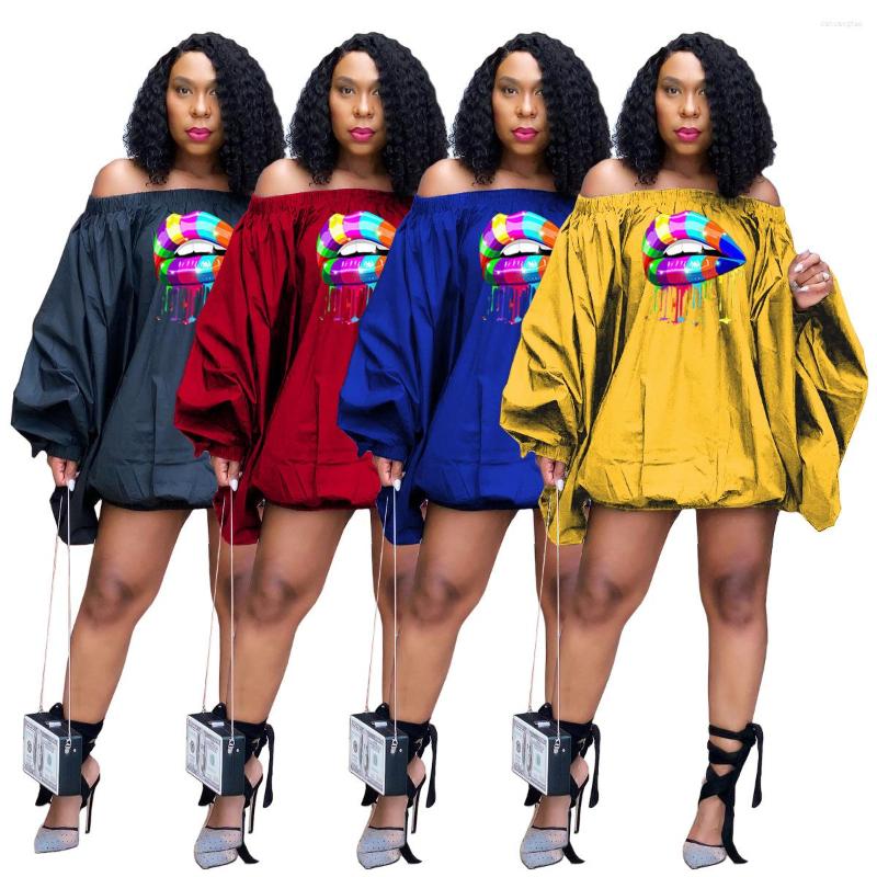 

Casual Dresses Elegant For Women Clothing Solid Slash Neck Sexy Urban Pleated Folds Loose Wholesale Item Mini Skirt 2023 Autumn, Blue