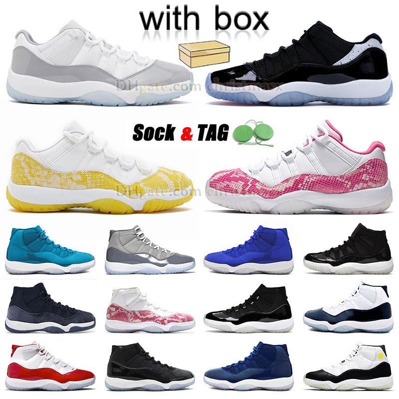

2023 Dhgate new jumpman 11 low basketball shoes with box cherry 11s cement grey pink yellow snakeskin concord 45 jubilee 25th anniversary gamma blue space jam sneaker, A58 40-47 purple