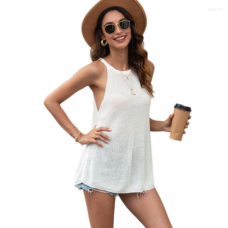 

Women' Tanks Sleeveless Loose Sweater Vest Women Tops Sexy Streetwear, Pure blue