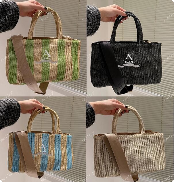 

Women Summer Shouder Bags Genuine Raffia Braided Embroidered Letters Totes Designer Women Handbags Shopping Outdoor Handbag Triangle Badge Shoulders, Customize