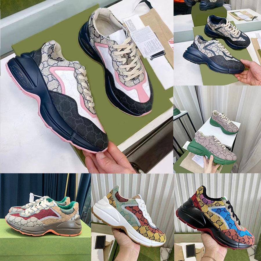 

Rhyton Sneakers Ladies Shoe Guccieshoes Trainers Luxury Designer Vintage Chaussures Fashion Shoeswave Mouth Sneaker Beige Men Women Size 35-45, 37