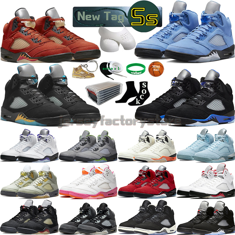 

With Box 5 Basketball Shoes for men women 5s Craft Aqua Concord UNC Green Bean Racer BlueBird Oreo Metallic Raging Fire Red We The Best Jade Horizon Mens Sport Sneakers, Color-49