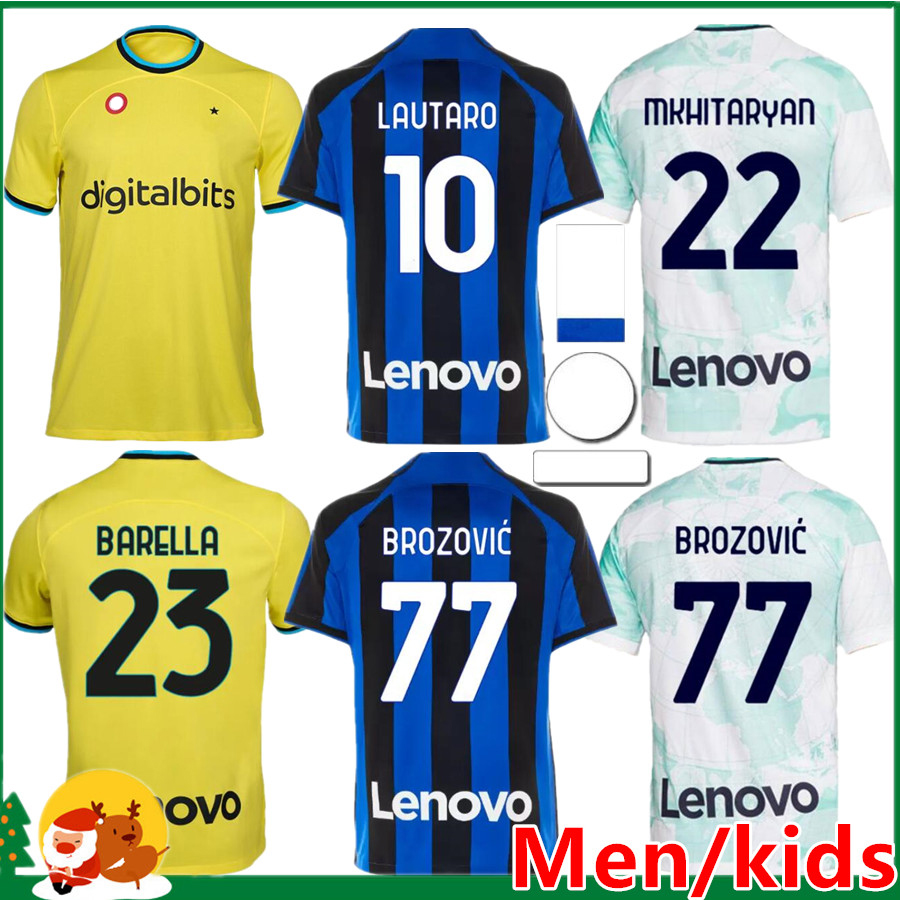 

22 23 LUKAKU soccer jerseys BARELLA VIDAL LAUTARO ERIKSEN ALEXIS INTERS DZEKO CORREA AWAY THIRD MILANS UNIFORMS TOPs 2022 2023 football shirt Men kids kit, 22/23 home