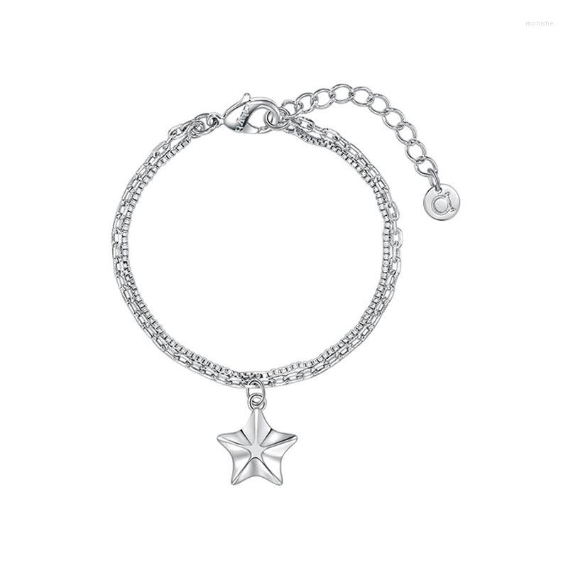 

Charm Bracelets LONDANY Bracelet Star Picking Five Pointed Pendant Light Luxury Premium Cool Wind Double Layer Chain Handwear Girl
