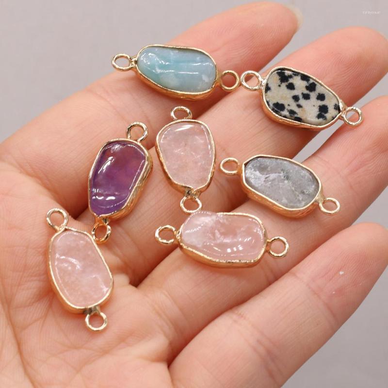 

Pendant Necklaces Natural Amethyst Clear Quartz Rose Oval Gilt Edge Necklace For Making DIY Accessories 11x25mm