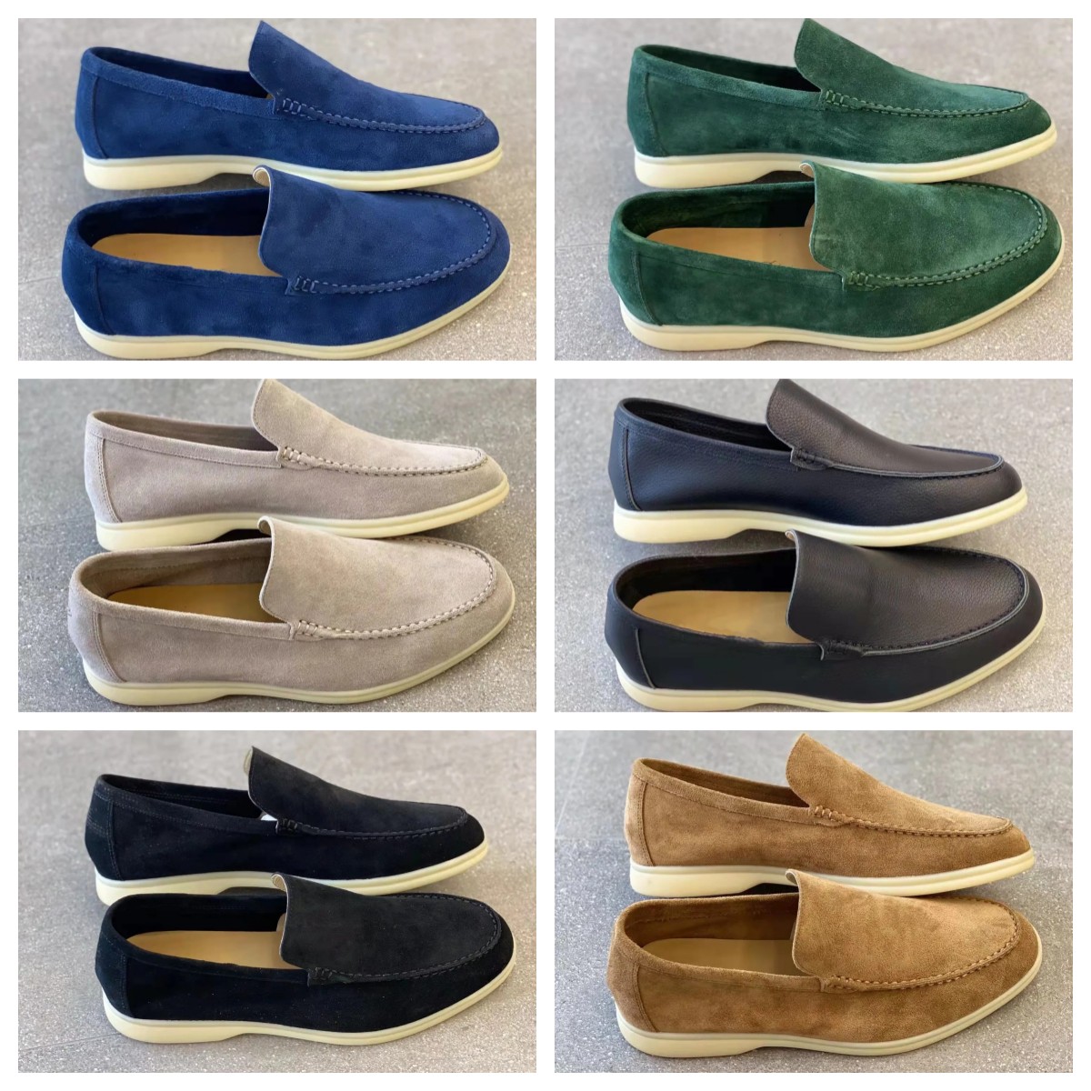 

New Luxury Designer Shoes Charms Embellished Walk Suede Loafers Couple Genuine Mens Leather Casual slip on flats for Men Women Sports Dress shoe 36-46, 14