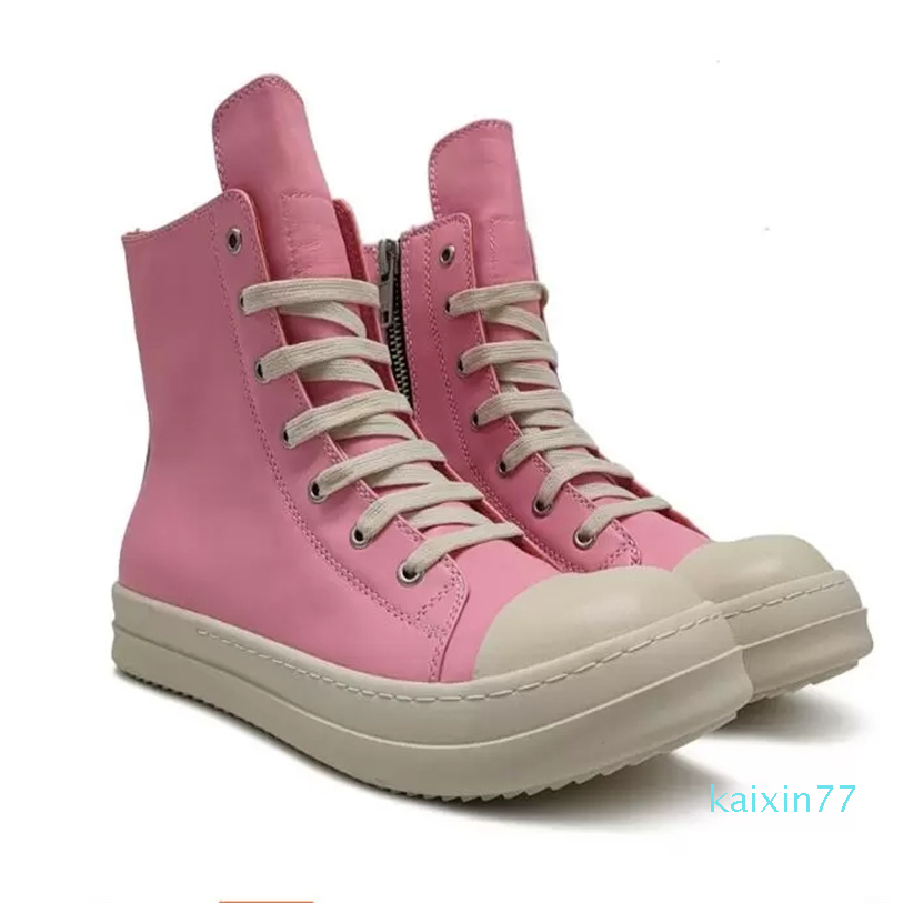 

Boots Designer Unisex Leather Pink Thick Bottom Women Increase Dark Mens Casual, Black