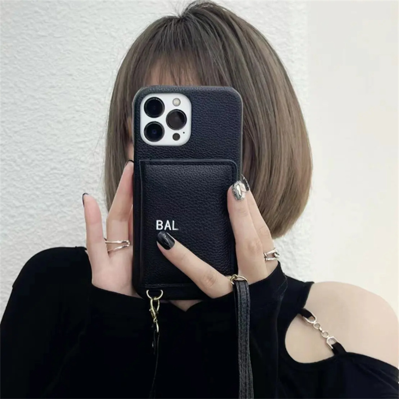 

Designer Cell Phone Cases For Iphone 13 Pro Max Case 14 Plus 12 11 Iphone Case Women Fashion Handbag Case Phone Shell With Card Pocket, Black