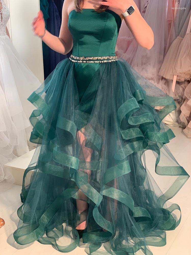 

Party Dresses 2 Pieces Evening Dress Long Prom Gowns Beaded Waistline High Waist, Purple