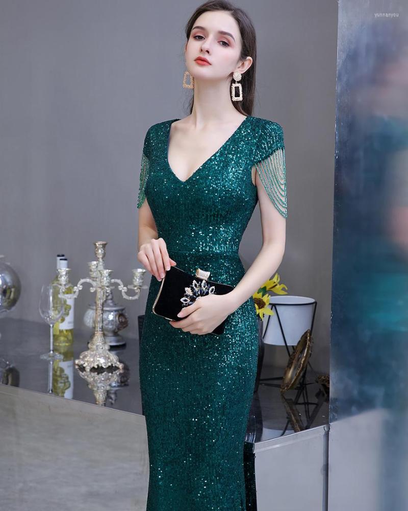 

Party Dresses Evening For Women All Over Sequin Cape Fit And Flare Mermaid V Neckline Formal Graduation Homecoming Prom Gowns, Same as picture