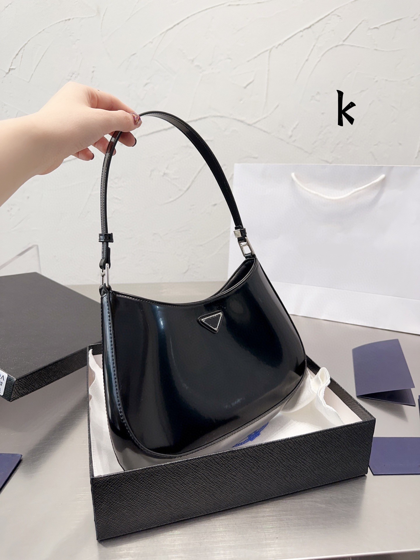

Patent Leather Shoulder Bag Women Handbag Purse Classic Letter Underarm Hobo Bags Lady Totes Evening Clutch, Green