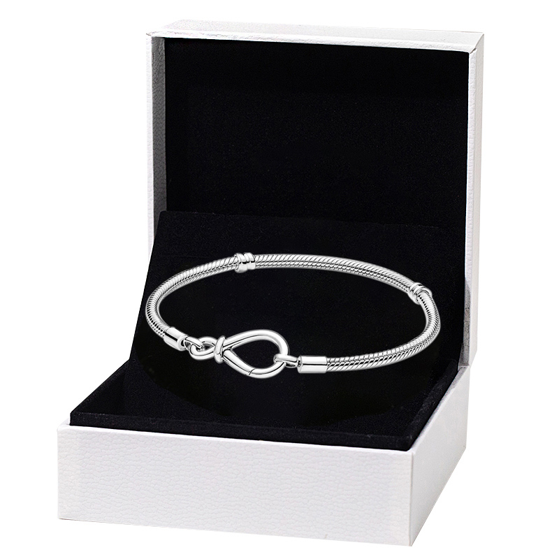 

Infinity Knot Snake Chain Bracelet for Pandora Authentic Sterling Silver Wedding Party Jewelry For Women Girlfriend Gift designer Bracelets with Original Box Set