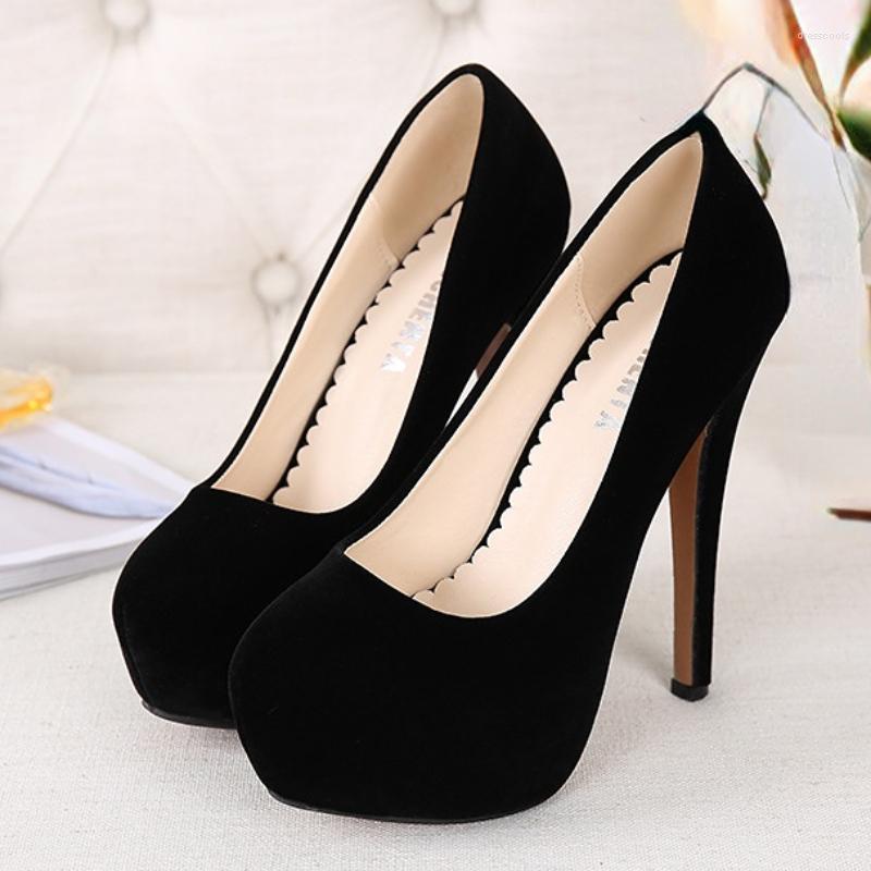 

Sandals 2023 High Heel Pumps Flock Sexy Model Fashion Strap Show Casual Quality Women Shoes, Black (14)