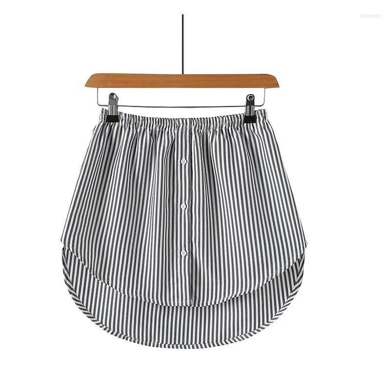 

Skirts Stripe Slim Fake Hemline Underlay Artifacts Fashion Short School Girl Skirt Streetwear Wholesale Clothes, Blue solid