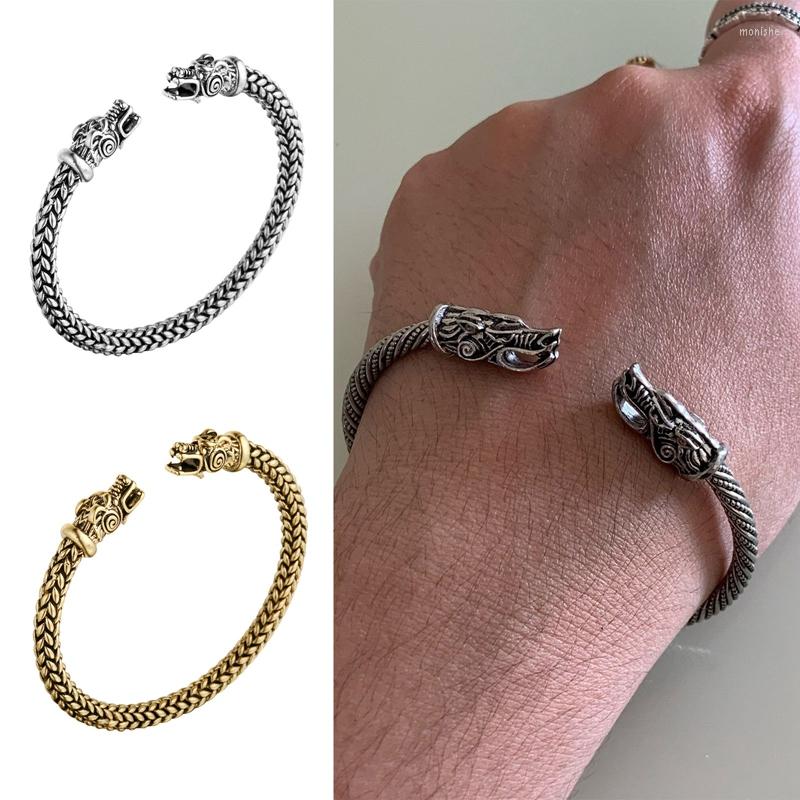 

Bangle Men Nordic Viking Dragon Antique Jewelry Silver Color Bronze Open