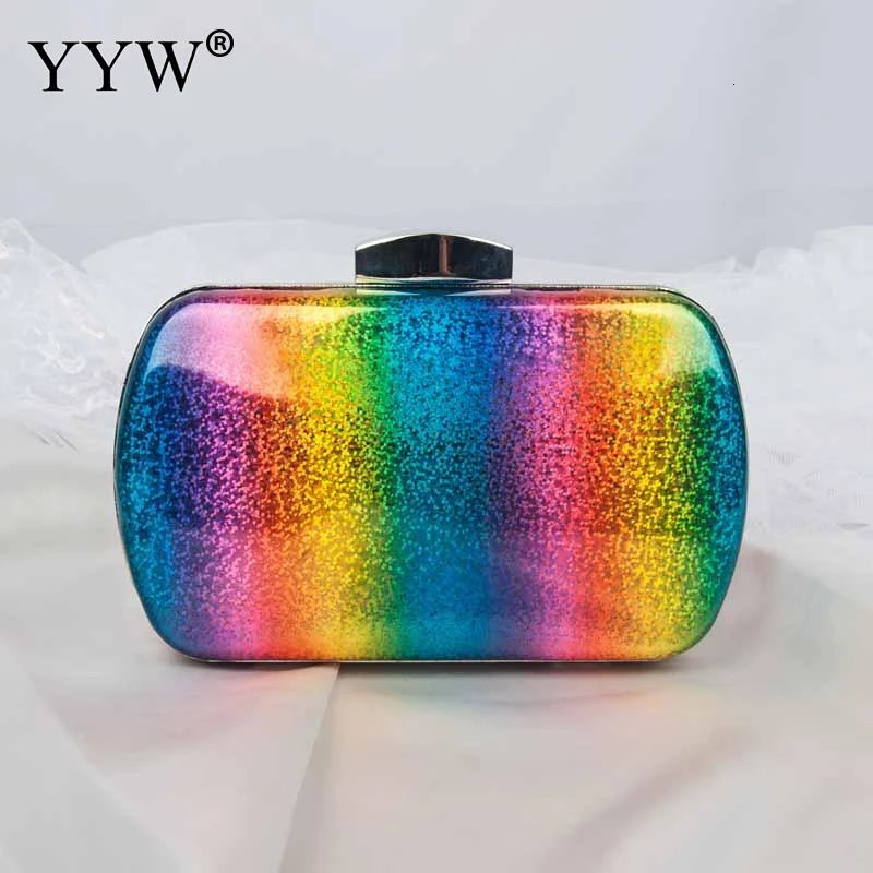 

Evening Bags Fashion Rainbow Box Women Designer Elegant Party Wedding Clutch Purse Female handbag Jelly Chain Shoulder 230316, Rainbow 2