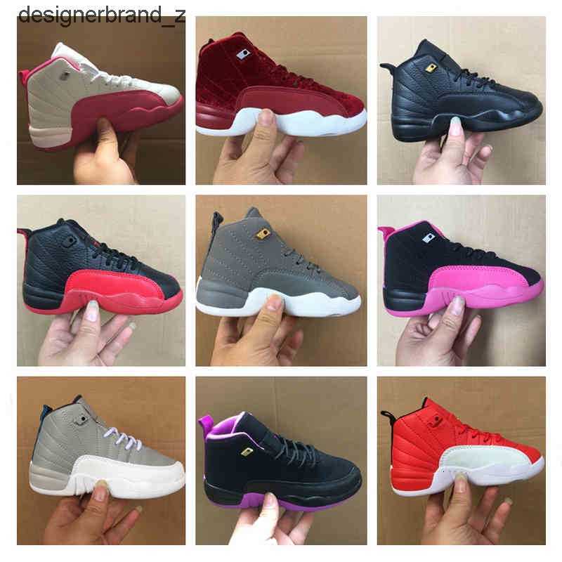 

Discount Jordns Kids Sneakers 12S Jumpman Basketball Shoes FLU Game Sunrise University Gold CNY White Boys Girls Dark Grey Fiba Children EOGJ, As 6