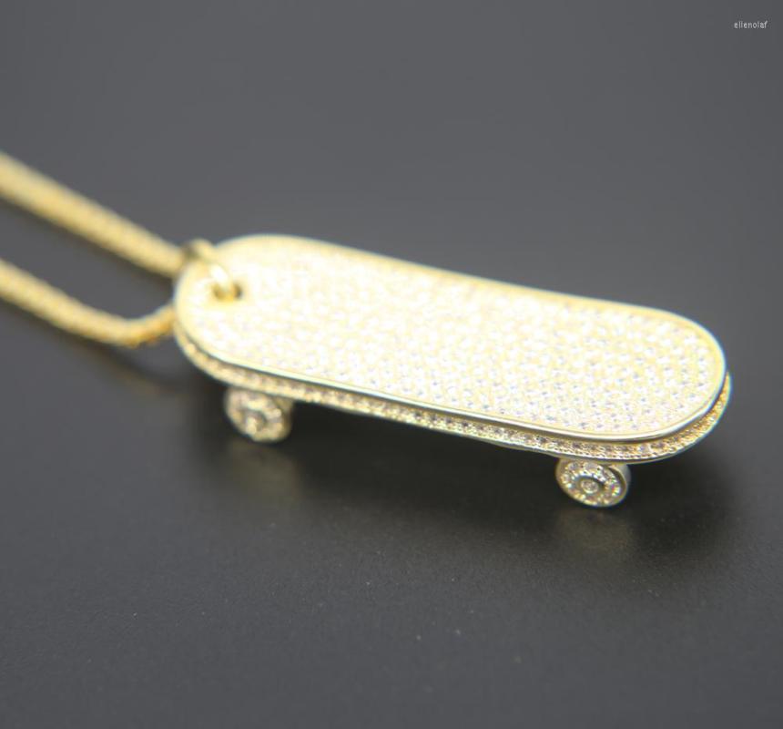 

Chains 2023 Cool Men Jewelry City Skateboard Pendant Micro Pave Cz Hip Hop Bling Boy Luxury Necklace With Chain 24''