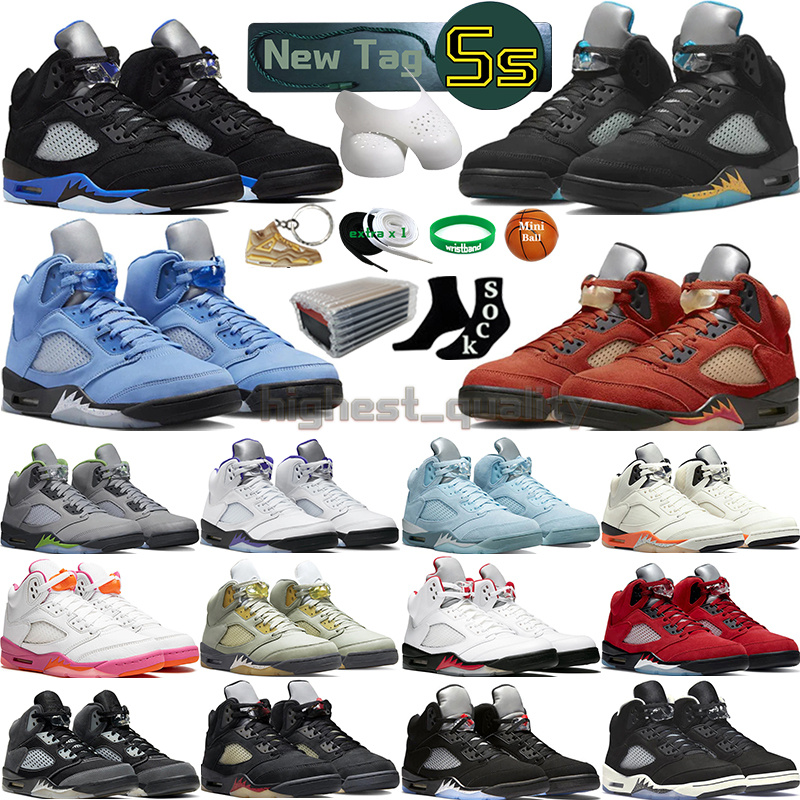 

5 Basketball Shoes for men women 5s Craft Aqua Concord UNC Green Bean Racer Blue Bird Oreo Metallic Raging Fire Red We The Best Burgundy Mens Trainers Sports Sneakers, Color-37