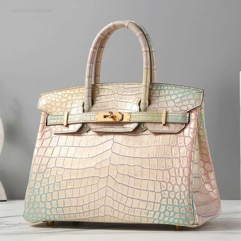 

Handbag Designer Herms Birkins backpacks handmade crocodile Luxury luxury women's Fashion real leather bag, Beige