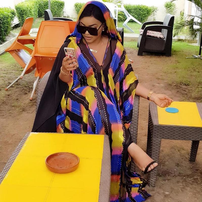 

Ethnic Clothing African Dresses For Women 2023 Arrival Loose Round Collar High Waist Long Dress Classic Type Two-piece With Inner Petticoat