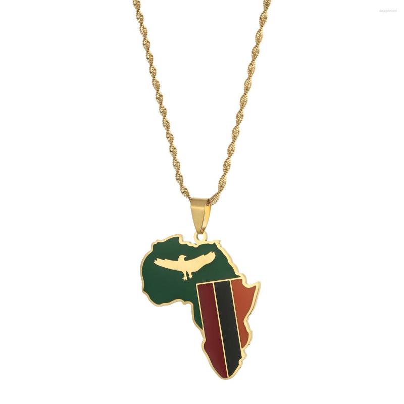 

Pendant Necklaces Africa Zambia Map Flag Gold Color Charms Jewelry