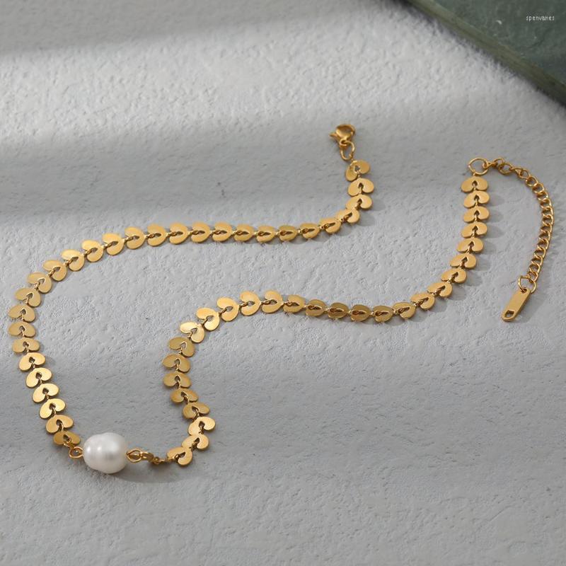 

Choker Fashion Natural Freshwater Pearl Simple Stainless Steel Ladies Bracelet Waterproof Non-Tarnish 18K Real Gold Plated