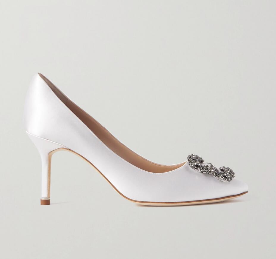 

Women brand pumps luxury dress shoes sandal Hangisi 70mm embellished satin pump lady's wedding party gift with box