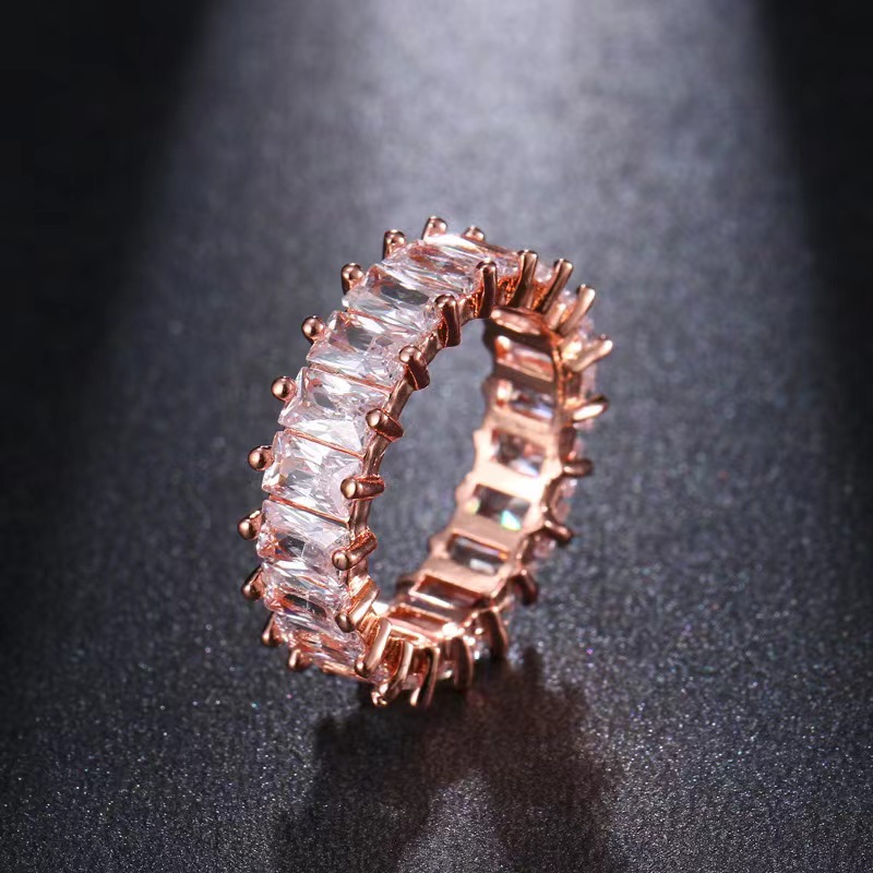 

European and American fashion square zircon ring ring index finger ring