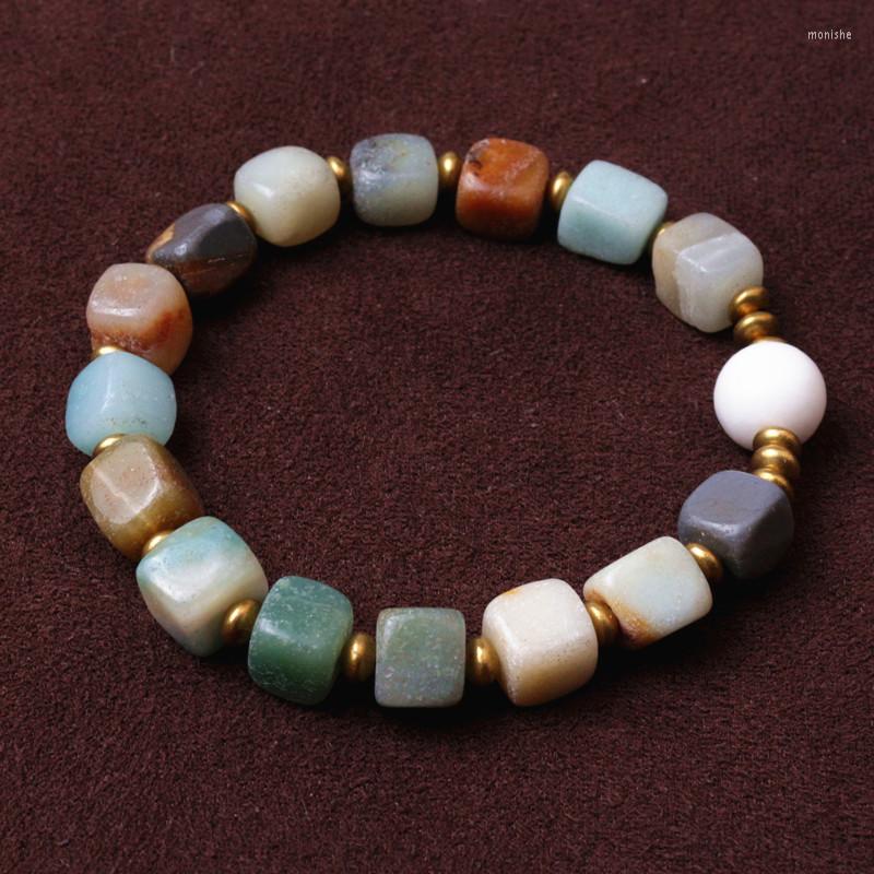 

Charm Bracelets Natural Amazon Stone With Copper Bead Bracelet Yoga Meditation