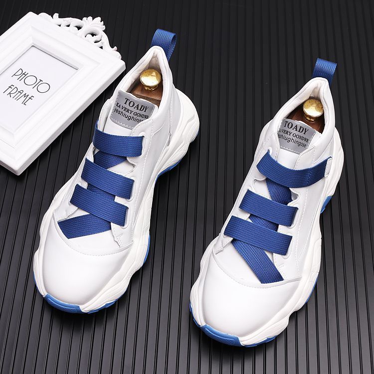 

New white shoes thick sole men's casual personality loafers Korean version of the trend youth versatile sneakers zapatillas hombre, Blue