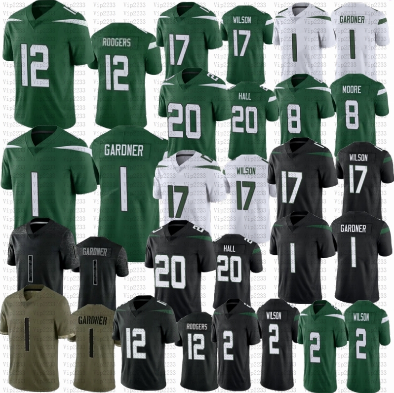 

Aaron Rodgers Ahmad Sauce Gardner Football Jersey Garrett Wilson Elijah Moore Breece Hall Zach Wilson, Men