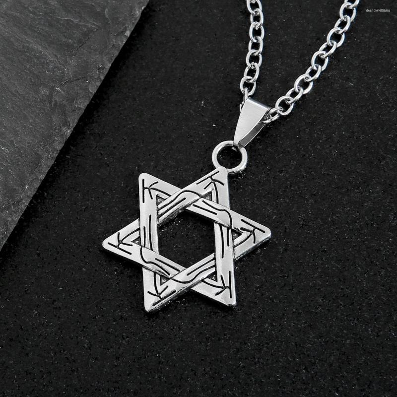 

Chains Stainless Steel Unisex Accessories Necklace Retro Hexagram Double Sided Pendant Couple Alloy Goth Wholesale