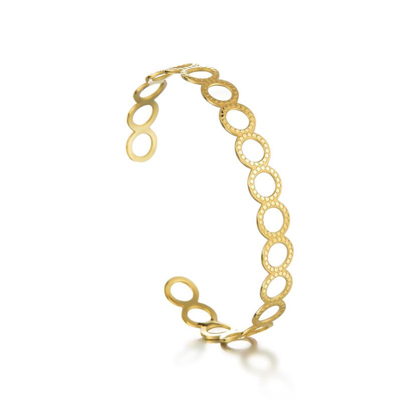 

Bangle Fashion 8mm Hollow Out Round Cuff Bangles Wholesale Gold Color Stainless Steel Open Bracelets For Women Men Vintage Jewelry