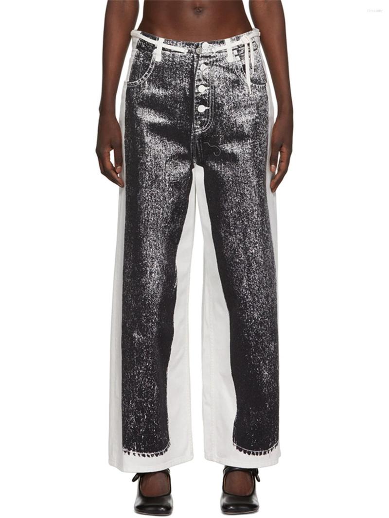 

Women' Jeans Three-dimensional Printing Casual Pants For Women In Spring And Summer O High Waist Loose Wide Leg Denim Pant, Blue