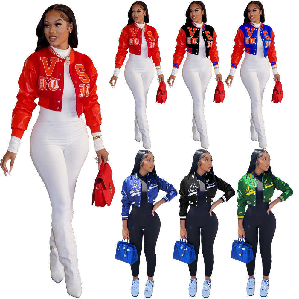 

2023 Spring Designer Womens Baseball Jacket Casual Bomber Jacket Tops Letter Embroidered Lint With Threaded Coat, Black